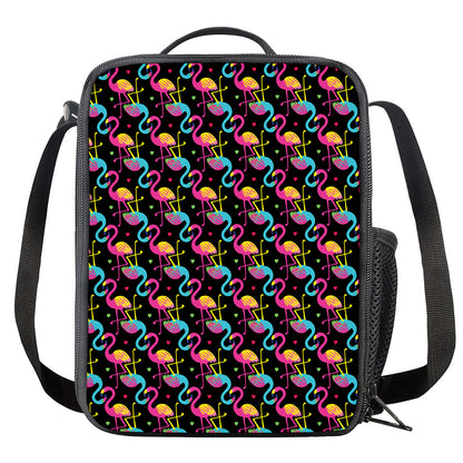 Colorful Flamingo Pattern Print Crossbody Lunch Bag