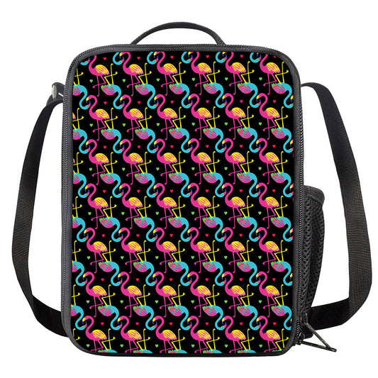 Colorful Flamingo Pattern Print Crossbody Lunch Bag