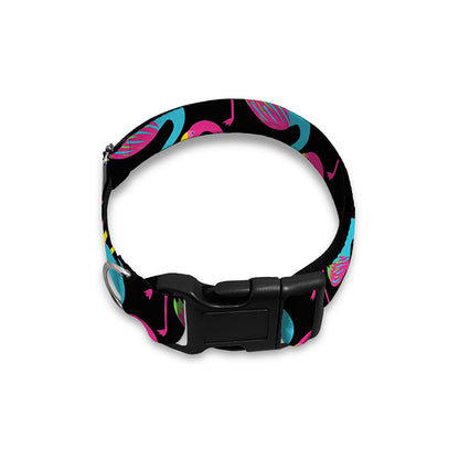 Colorful Flamingo Pattern Print Dog Collar