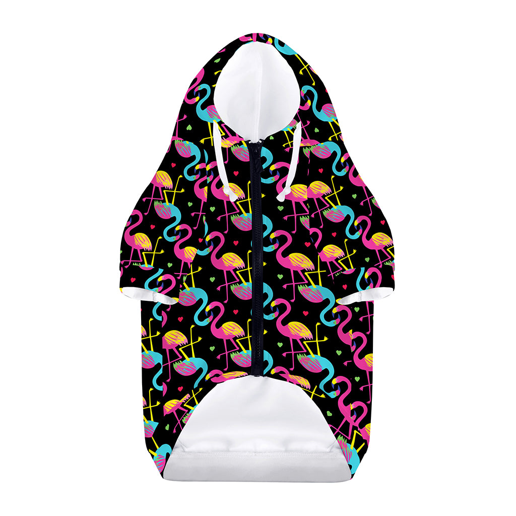 Colorful Flamingo Pattern Print Dog Zip Up Hoodie
