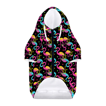 Colorful Flamingo Pattern Print Dog Zip Up Hoodie