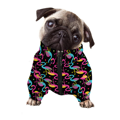 Colorful Flamingo Pattern Print Dog Zip Up Jacket