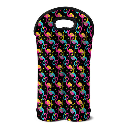 Colorful Flamingo Pattern Print Double Neoprene Wine Tote