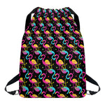 Colorful Flamingo Pattern Print Drawstring Backpack