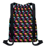 Colorful Flamingo Pattern Print Drawstring Backpack