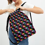 Colorful Flamingo Pattern Print Drawstring Backpack