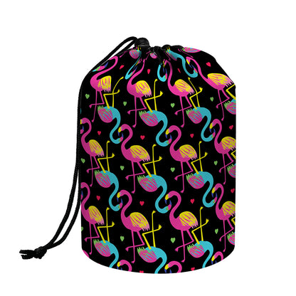 Colorful Flamingo Pattern Print Drawstring Makeup Bag