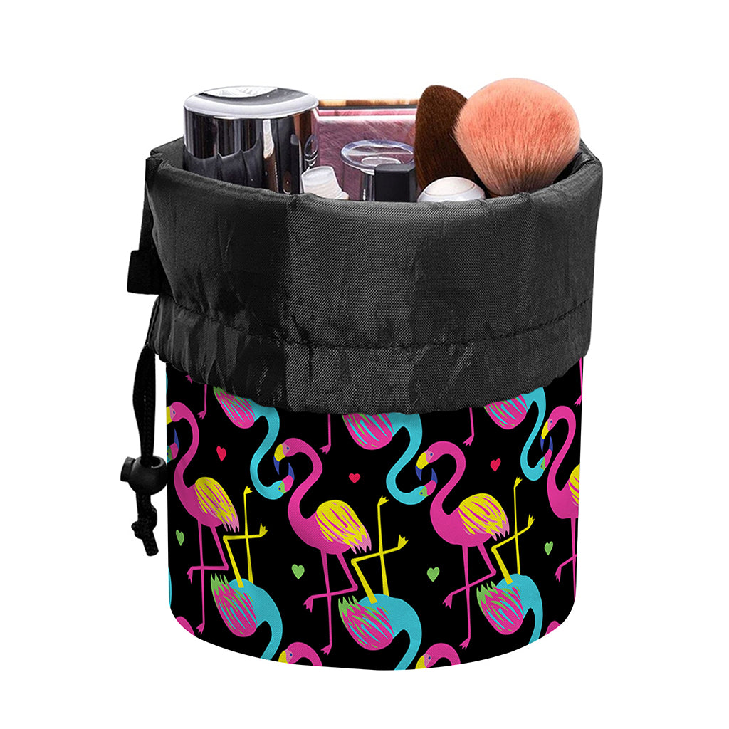 Colorful Flamingo Pattern Print Drawstring Makeup Bag