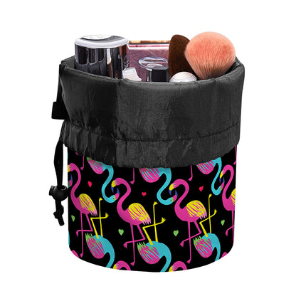 Colorful Flamingo Pattern Print Drawstring Makeup Bag