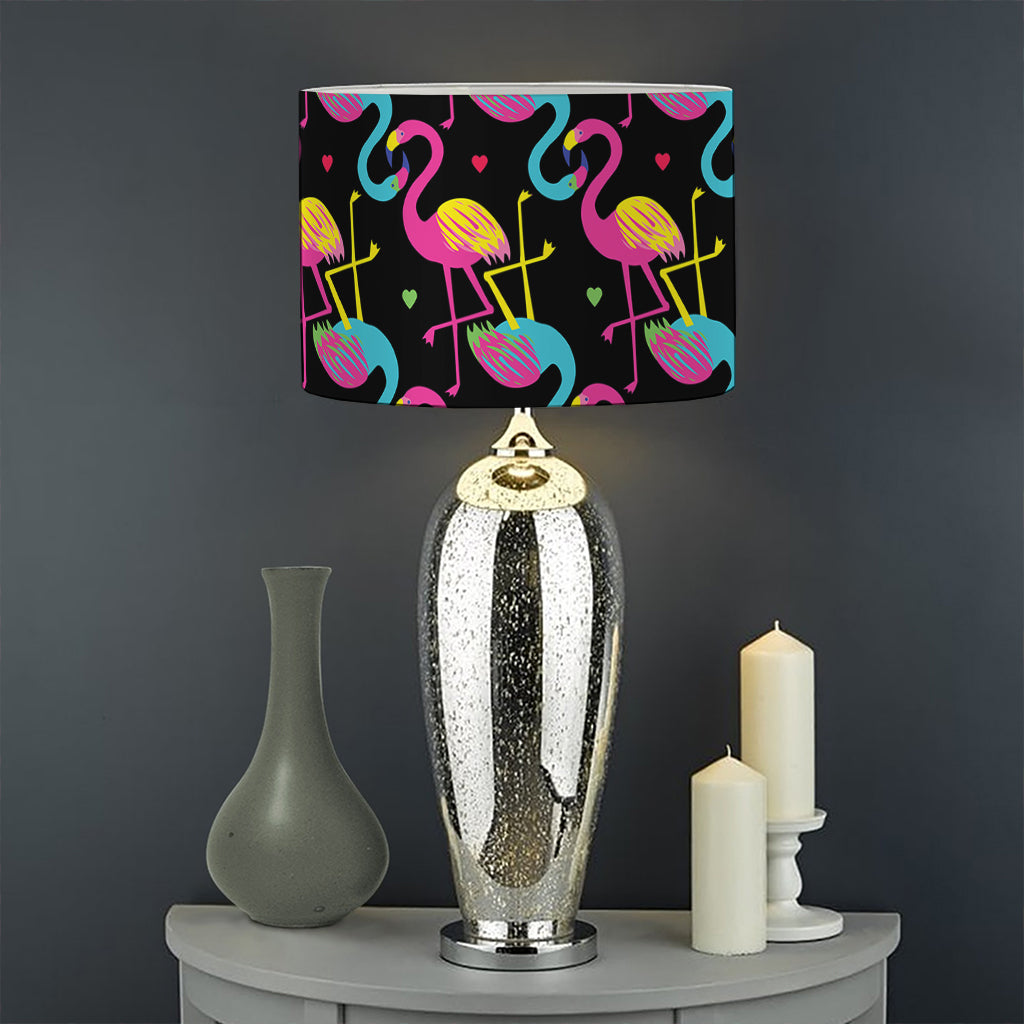 Colorful Flamingo Pattern Print Drum Lamp Shade