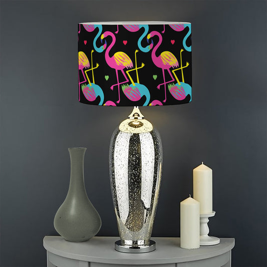 Colorful Flamingo Pattern Print Drum Lamp Shade