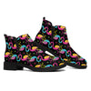 Colorful Flamingo Pattern Print Flat Ankle Boots