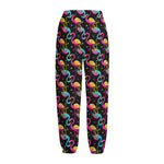 Colorful Flamingo Pattern Print Fleece Lined Knit Pants