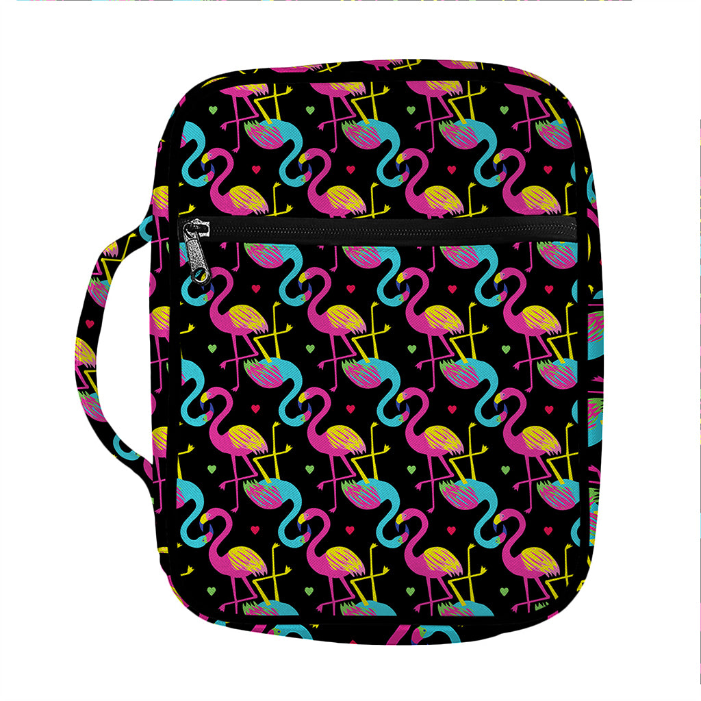 Colorful Flamingo Pattern Print Front Pocket Bible Bag