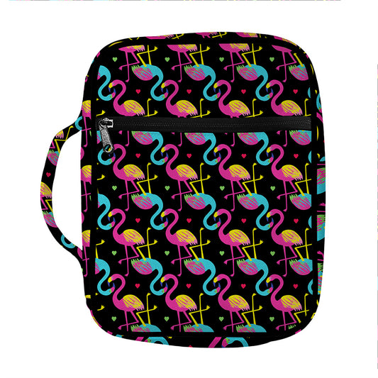 Colorful Flamingo Pattern Print Front Pocket Bible Bag