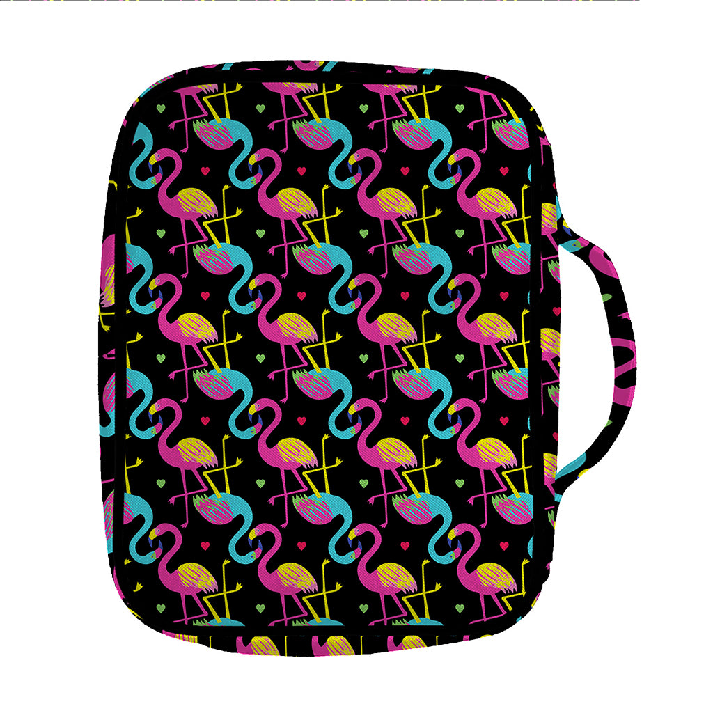 Colorful Flamingo Pattern Print Front Pocket Bible Bag