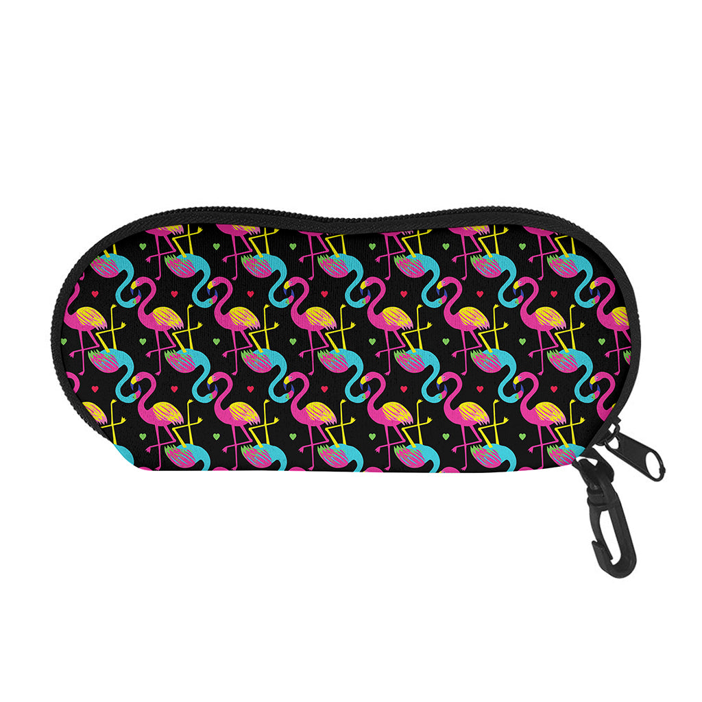 Colorful Flamingo Pattern Print Glasses Case