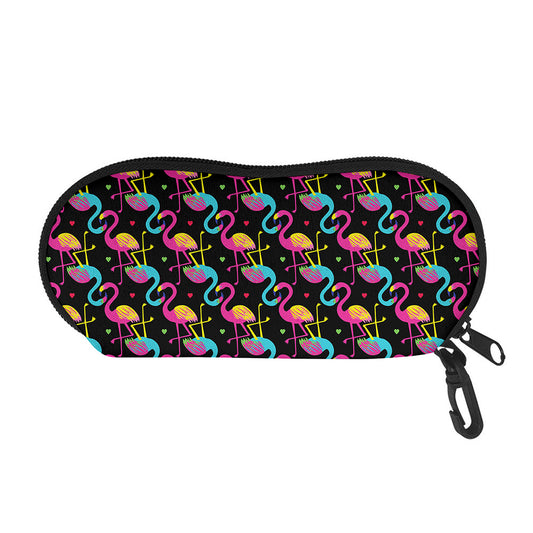 Colorful Flamingo Pattern Print Glasses Case