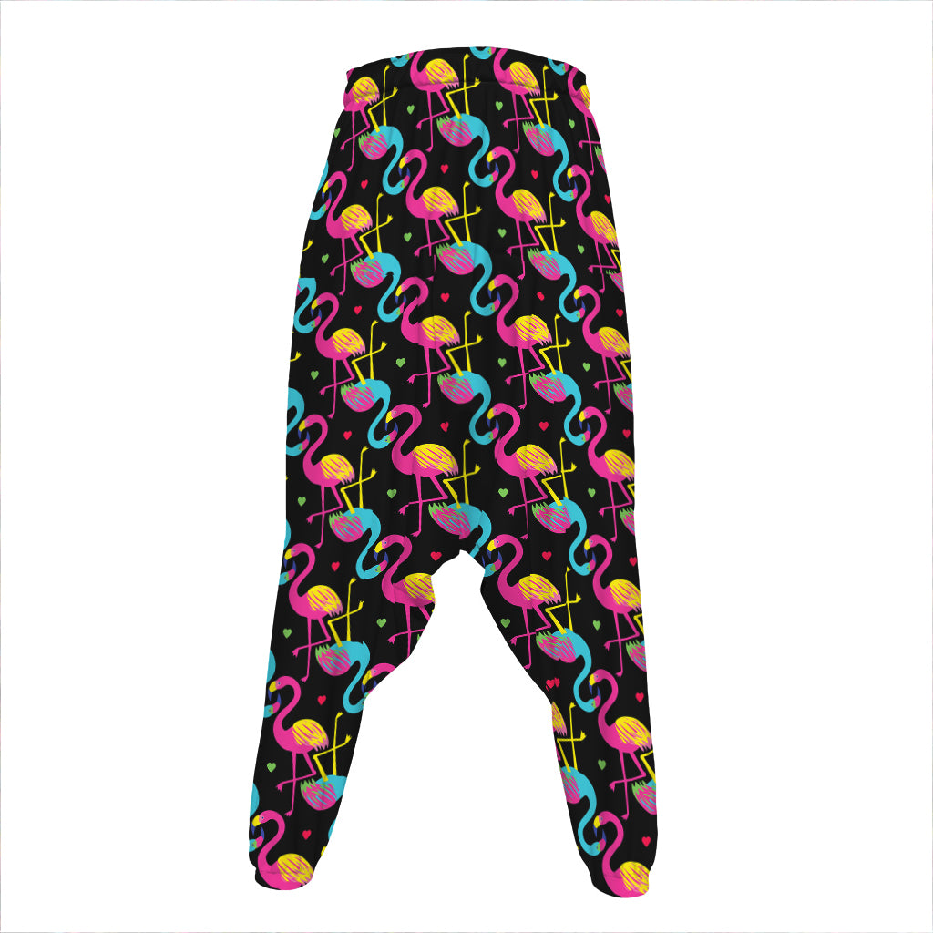 Colorful Flamingo Pattern Print Hammer Pants
