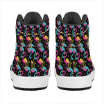 Colorful Flamingo Pattern Print High Top Leather Sneakers