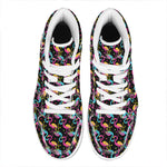 Colorful Flamingo Pattern Print High Top Leather Sneakers