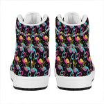 Colorful Flamingo Pattern Print High Top Leather Sneakers