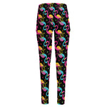 Colorful Flamingo Pattern Print High-Waisted Pocket Leggings