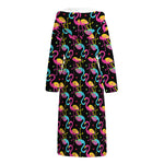 Colorful Flamingo Pattern Print Hooded Bathrobe