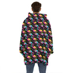 Colorful Flamingo Pattern Print Hoodie Blanket