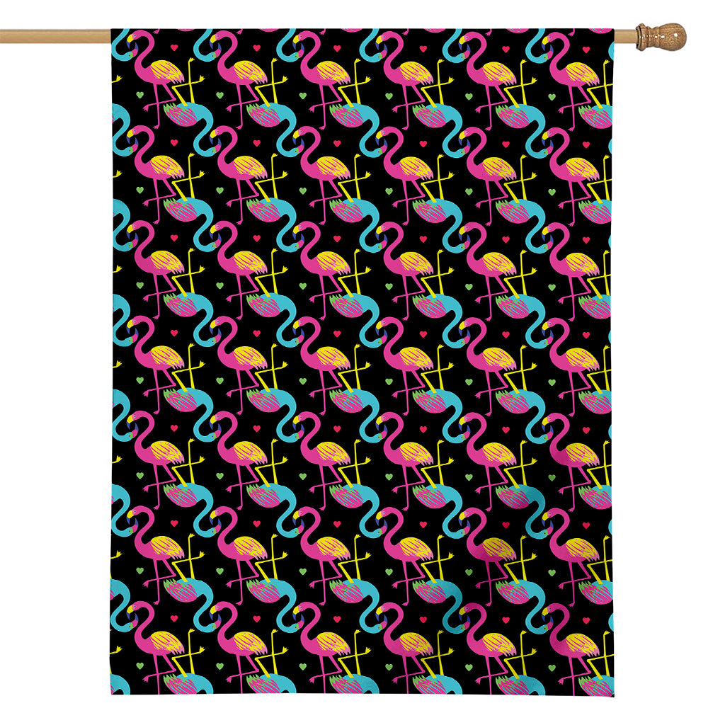 Colorful Flamingo Pattern Print House Flag