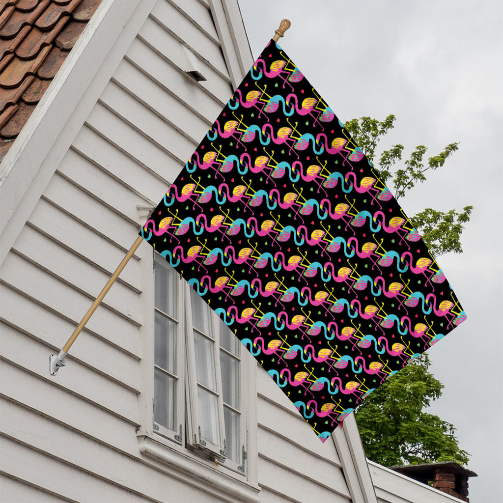 Colorful Flamingo Pattern Print House Flag