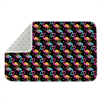 Colorful Flamingo Pattern Print Indoor Door Mat