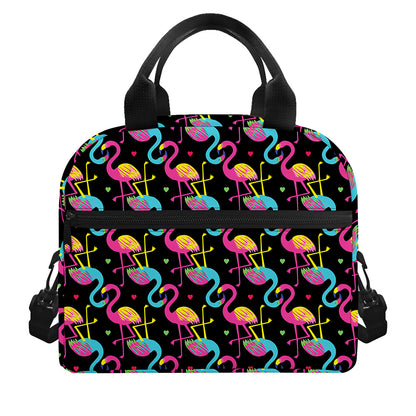 Colorful Flamingo Pattern Print Insulated Lunch Bag