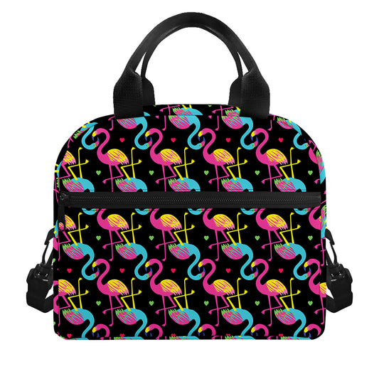 Colorful Flamingo Pattern Print Insulated Lunch Bag