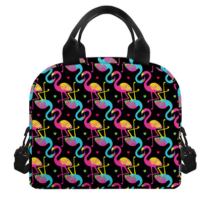 Colorful Flamingo Pattern Print Insulated Lunch Bag
