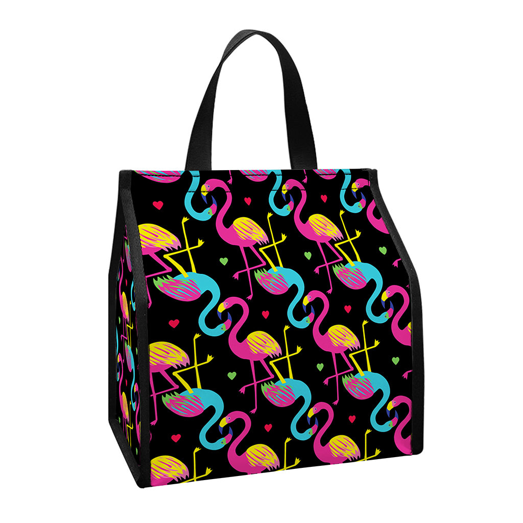 Colorful Flamingo Pattern Print Insulated Lunch Tote