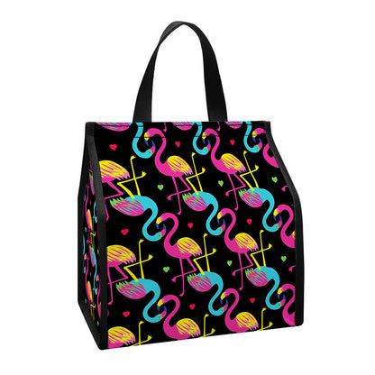 Colorful Flamingo Pattern Print Insulated Lunch Tote