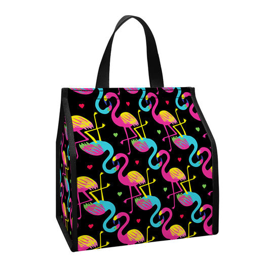 Colorful Flamingo Pattern Print Insulated Lunch Tote