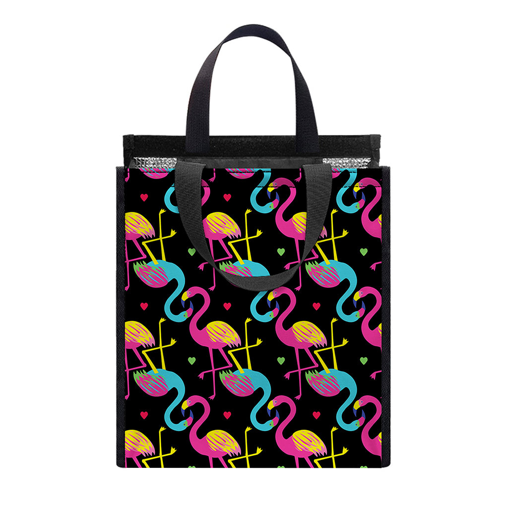 Colorful Flamingo Pattern Print Insulated Lunch Tote