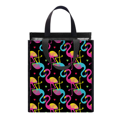 Colorful Flamingo Pattern Print Insulated Lunch Tote