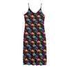 Colorful Flamingo Pattern Print Jersey Midi Cami Dress