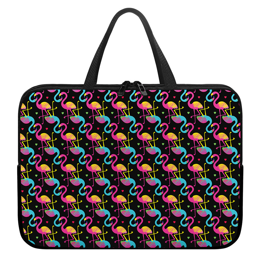 Colorful Flamingo Pattern Print Laptop Sleeve With Handle