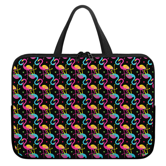Colorful Flamingo Pattern Print Laptop Sleeve With Handle