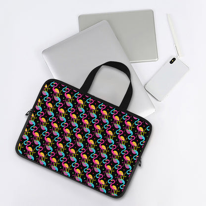 Colorful Flamingo Pattern Print Laptop Sleeve With Handle