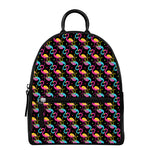 Colorful Flamingo Pattern Print Leather Backpack