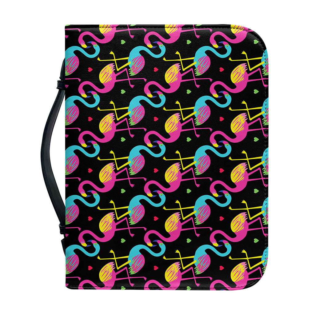Colorful Flamingo Pattern Print Leather Bible Cover
