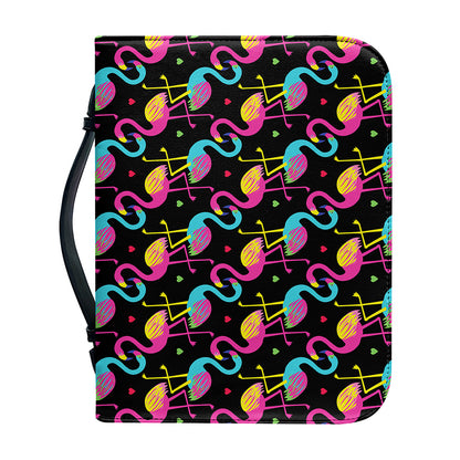 Colorful Flamingo Pattern Print Leather Bible Cover