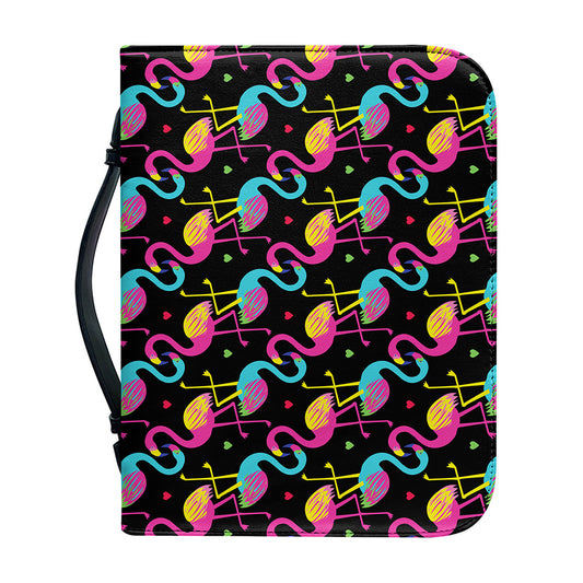 Colorful Flamingo Pattern Print Leather Bible Cover