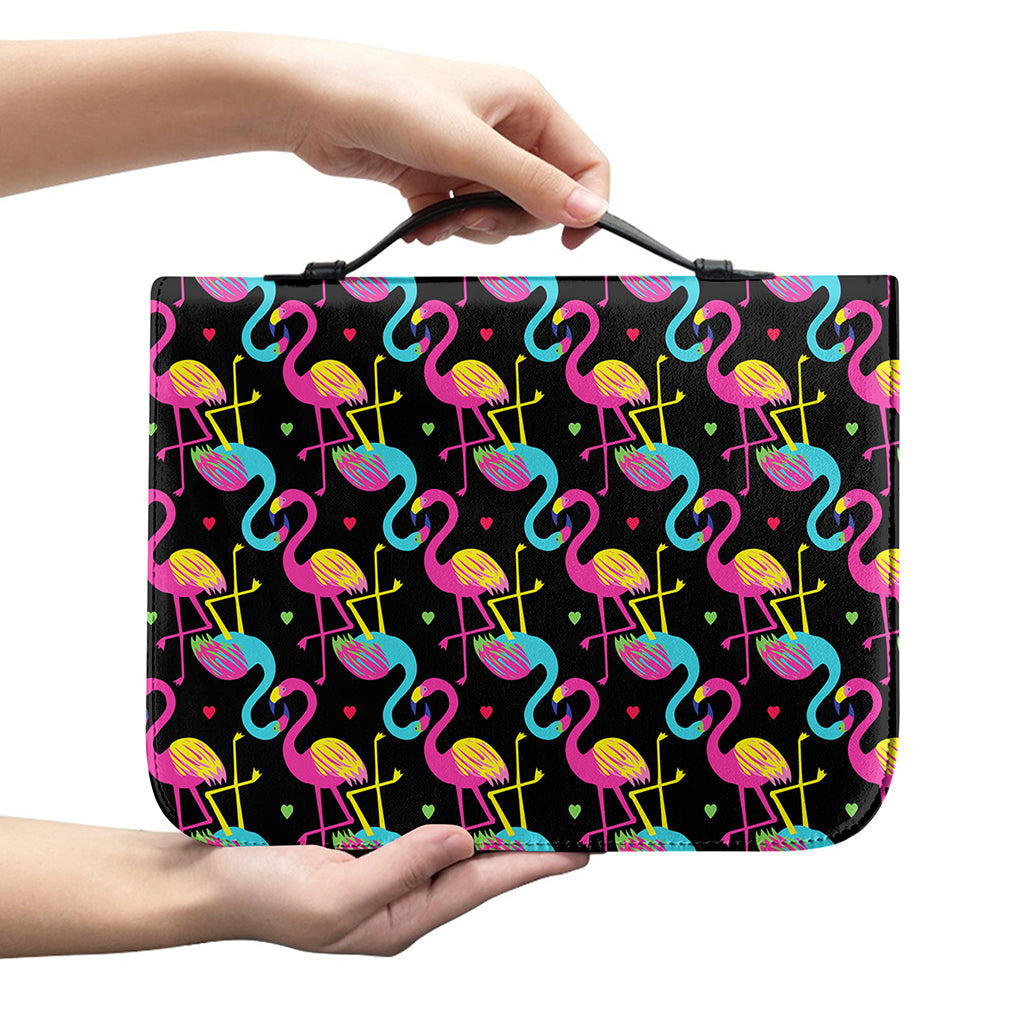 Colorful Flamingo Pattern Print Leather Bible Cover