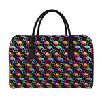 Colorful Flamingo Pattern Print Leather Duffle Bag